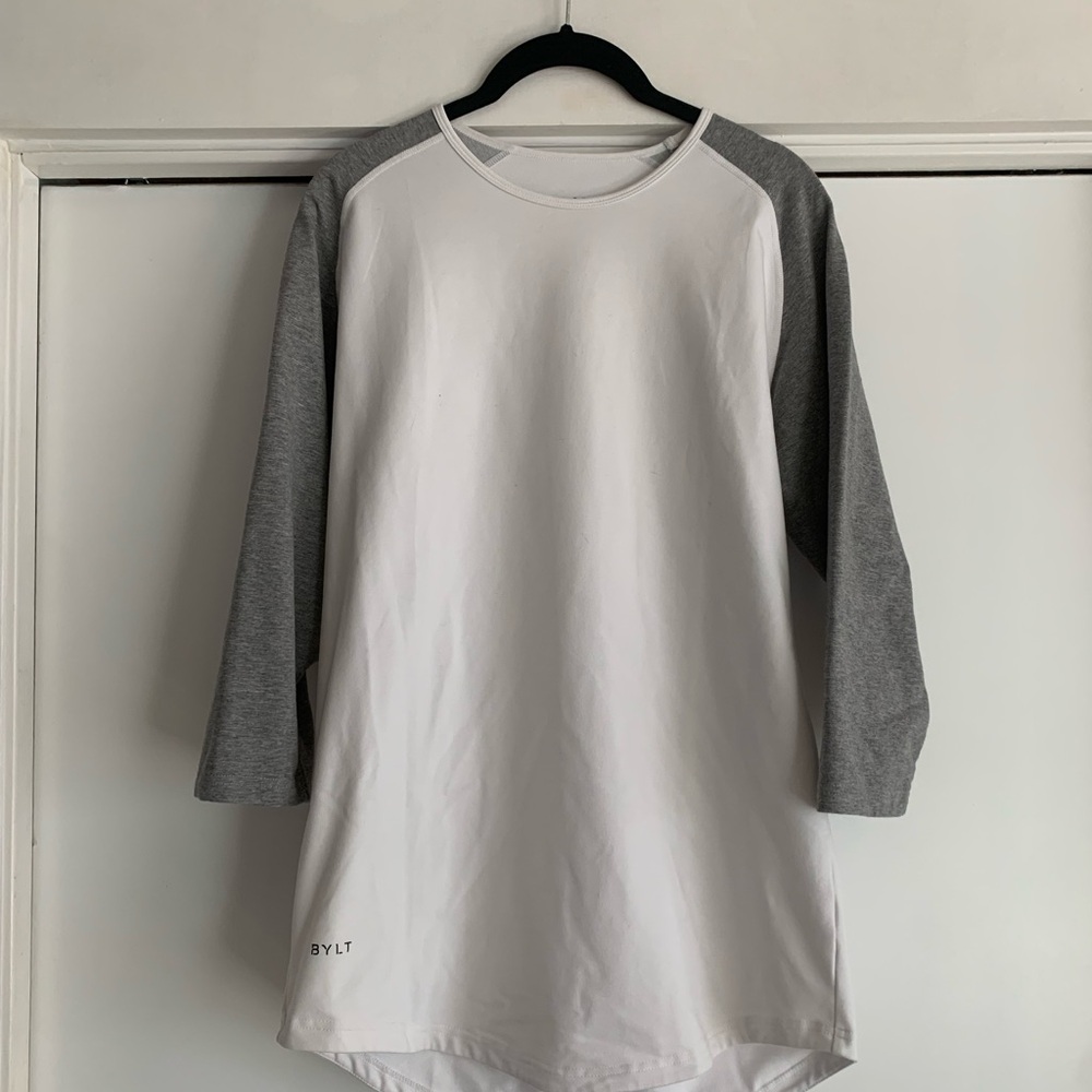 BYLT White and Gray Baseball Tee